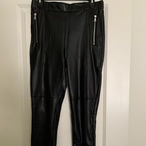 Express black faux leather leggings, size m